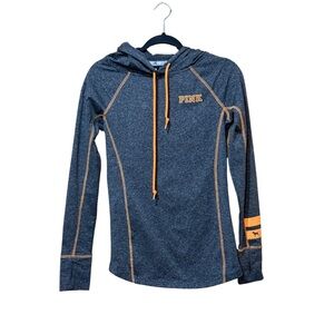 Victoria’s Secret PINK Hoodie Gray Orange Women’s XS Thumb Holes Athleisure